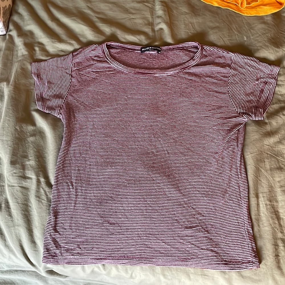 Women’s Red & White Pinstripe T-Shirt